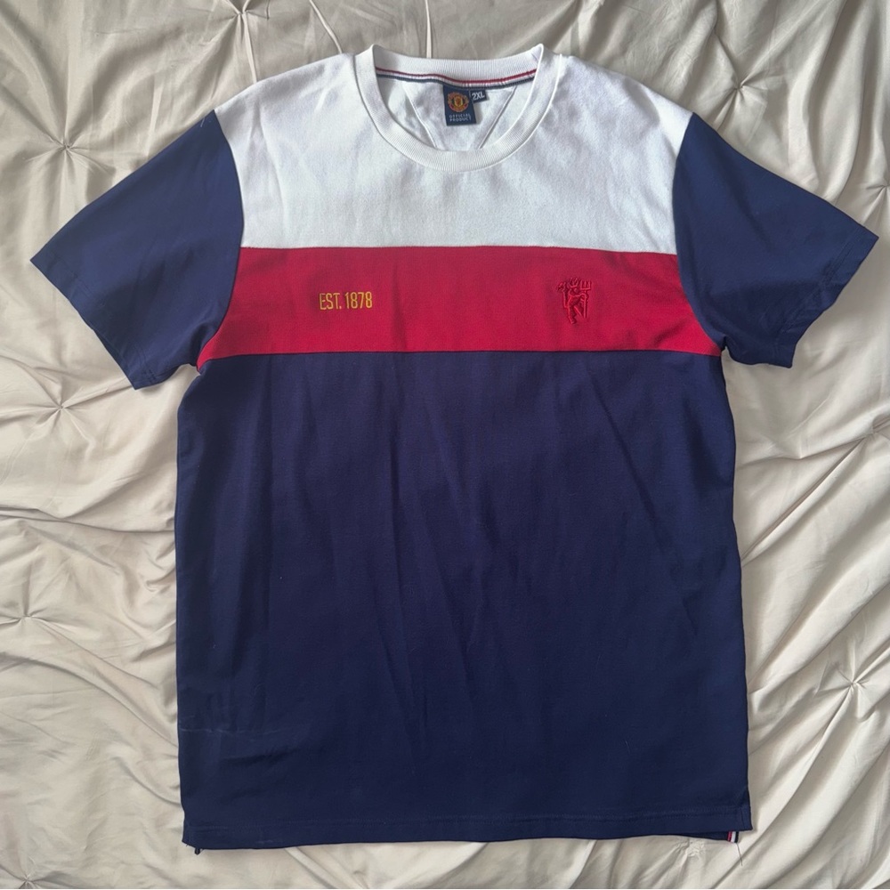 MANCHESTER UNITED T-Shirt Men’s 2XL Red White Blue‎ Short Sleeve Cotton Soccer